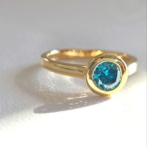 Sold 14k Solid Yellow Gold Genuine Aquamarine Solitaire